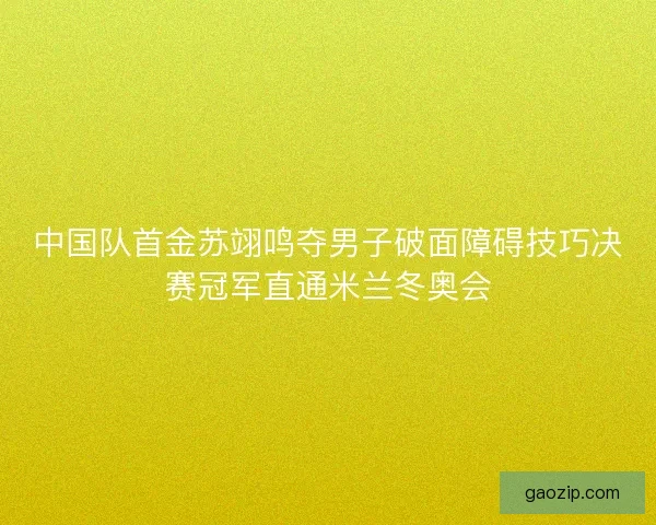 中国队首金苏翊鸣夺男子破面障碍技巧决赛冠军直通米兰冬奥会 中国队首金苏翊鸣夺男子破面障碍技巧决赛冠军直通米兰冬奥会