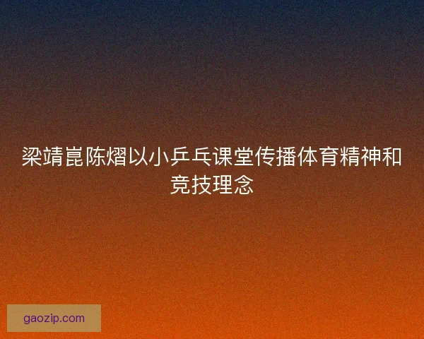 梁靖崑陈熠以小乒乓课堂传播体育精神和竞技理念